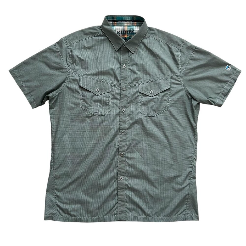 Kuhl Shirt Mens Large Green Performance Outdoor Hiking Mountain Camping Eluxur